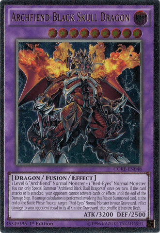 1st Edition, Clash of Rebellions, Dark, Dragon, Fusion/Effect Monster, Ultimate Rare, Unlimited Archfiend Black Skull Dragon [CORE-EN048] Ultimate Rare - Trading Card World