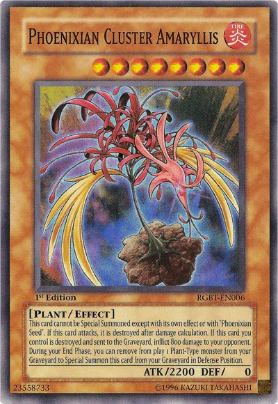 1st Edition, Effect Monster, Fire, Plant, Raging Battle, Super Rare, Unlimited Phoenixian Cluster Amaryllis [RGBT-EN006] Super Rare - Trading Card World