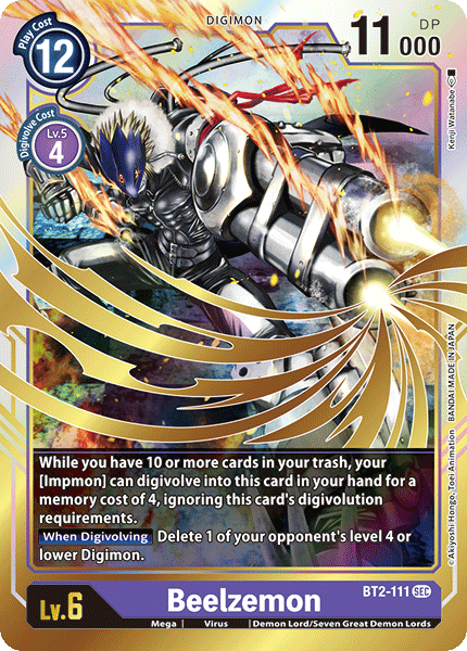 BT2-111, Demon Lord/Seven Great Demon Lords, Digimon, Mega, Purple, Release Special Booster Ver.1.0, Secret Rare, Virus Beelzemon [BT2-111] [Release Special Booster Ver.1.0] - Trading Card World