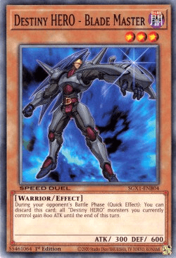 1st Edition, Common, Dark, Effect Monster, Speed Duel GX: Duel Academy Box, Warrior Destiny HERO - Blade Master [SGX1-ENB04] Common - Trading Card World