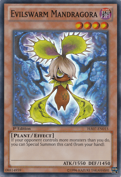 1st Edition, Dark, Effect Monster, Hidden Arsenal 7: Knight of Stars, Plant, Super Rare, Unlimited Evilswarm Mandragora [HA07-EN015] Super Rare - Trading Card World