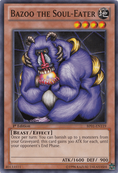 1st Edition, Battle Pack: Epic Dawn, Beast, Common, Earth, Effect Monster, Unlimited Bazoo the Soul-Eater [BP01-EN119] Common - Trading Card World