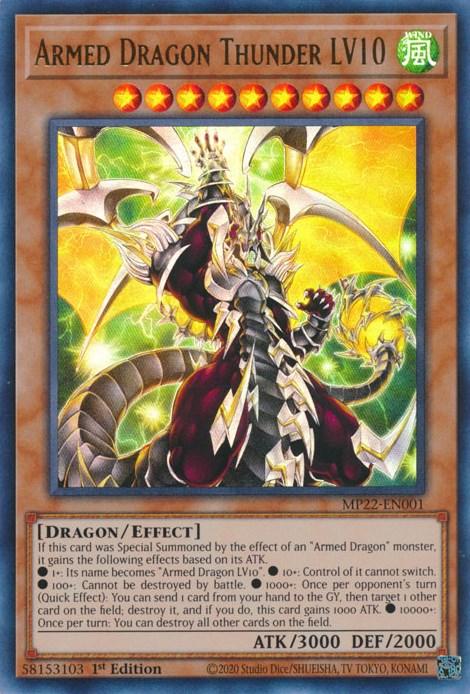 1st Edition, 2022 Tin of the Pharaoh's Gods, Dragon, Effect Monster, Ultra Rare, Wind Armed Dragon Thunder LV10 [MP22-EN001] Ultra Rare - Trading Card World