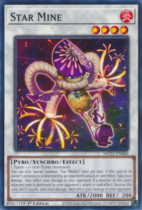 1st Edition, 2022 Tin of the Pharaoh's Gods, Common, Fire, Pyro, Synchro/Effect Monster Star Mine [MP22-EN080] Common - Trading Card World