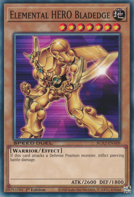1st Edition, Common, Earth, Effect Monster, Speed Duel GX: Midterm Paradox, Warrior Elemental HERO Bladedge [SGX2-ENA09] Common - Trading Card World