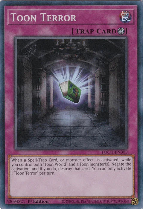 1st Edition, Counter Trap, Super Rare, Toon Chaos, Trap, Unlimited Toon Terror [TOCH-EN005] Super Rare - Trading Card World