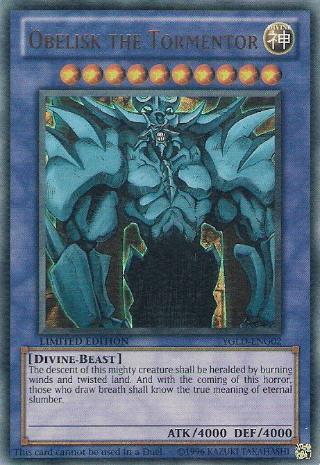 Divine, Divine-Beast, King of Games: Yugi's Legendary Decks, Limited, Normal Monster, Ultra Rare Obelisk the Tormentor [YGLD-ENG02] Ultra Rare - Trading Card World