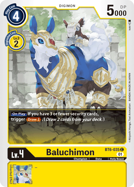 BT6-035, Champion, Common, Data, Digimon, Double Diamond, Holy Beast, Yellow Baluchimon [BT6-035] [Double Diamond] - Trading Card World