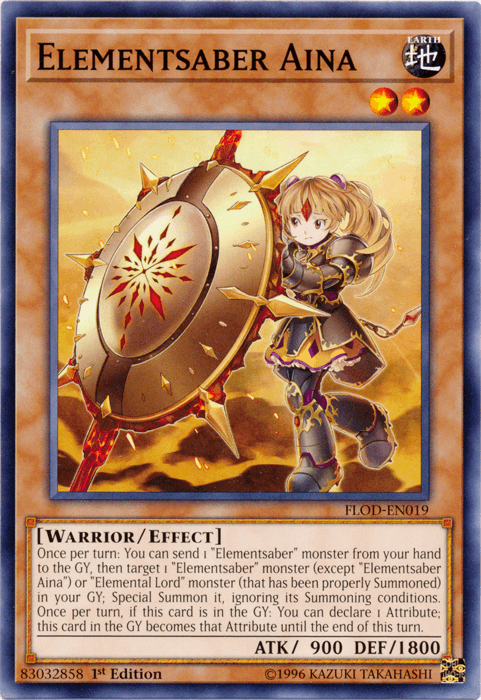 1st Edition, Common, Earth, Effect Monster, Flames of Destruction, Unlimited, Warrior Elementsaber Aina [FLOD-EN019] Common - Trading Card World