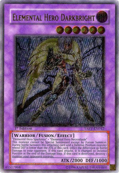 1st Edition, Dark, Fusion/Effect Monster, Tactical Evolution, Ultimate Rare, Unlimited, Warrior Elemental Hero Darkbright [TAEV-EN042] Ultimate Rare - Trading Card World
