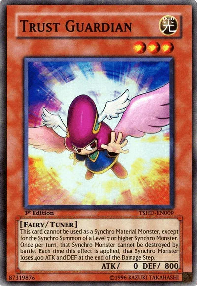 1st Edition, Fairy, Light, Super Rare, The Shining Darkness, Tuner Monster, Unlimited Trust Guardian [TSHD-EN009] Super Rare - Trading Card World