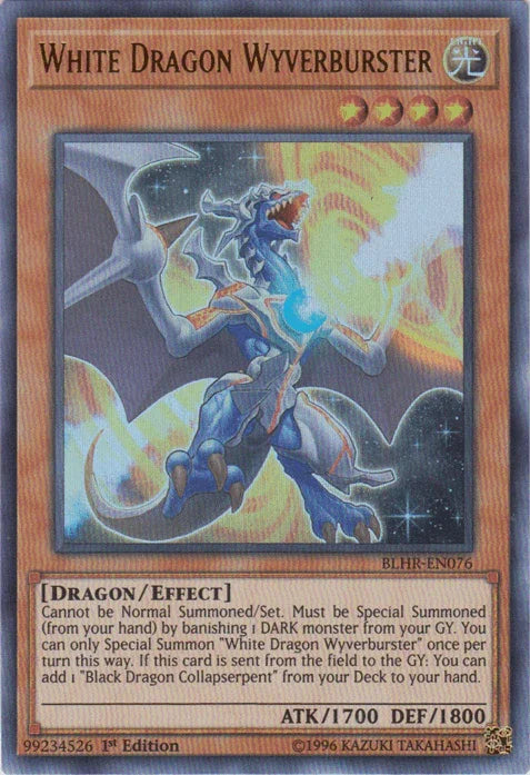 1st Edition, Battles of Legend: Hero's Revenge, Dragon, Effect Monster, Light, Ultra Rare White Dragon Wyverburster [BLHR-EN076] Ultra Rare - Trading Card World
