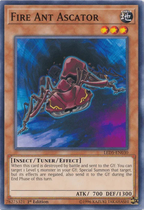 1st Edition, Common, Earth, Insect, Legendary Duelists: Immortal Destiny, Tuner/Effect Monster Fire Ant Ascator [LED5-EN030] Common - Trading Card World