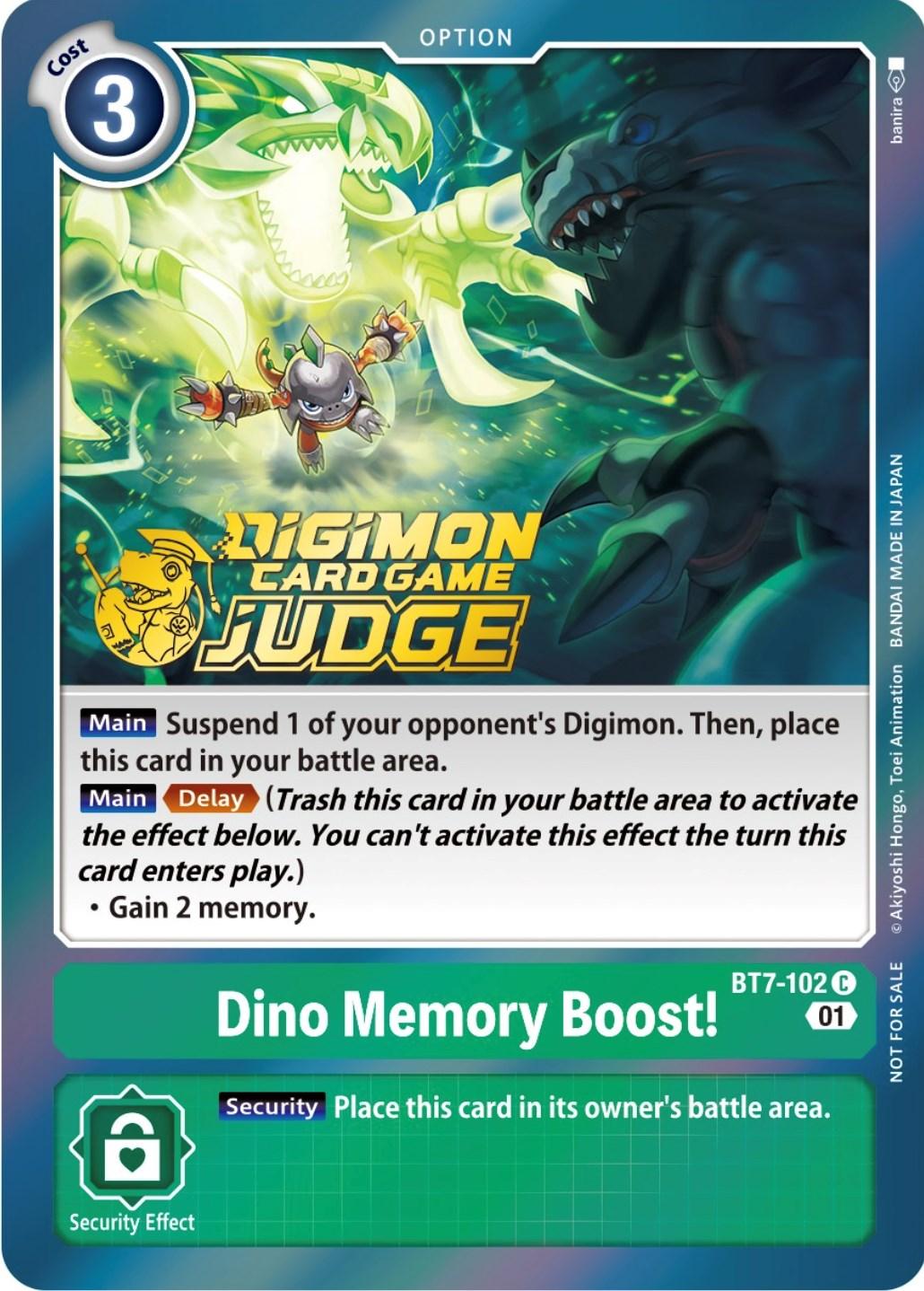 BT7-102, Green, Next Adventure Promos, Option, Promo Dino Memory Boost! [BT7-102] (Judge Pack 3) [Next Adventure Promos] - Trading Card World