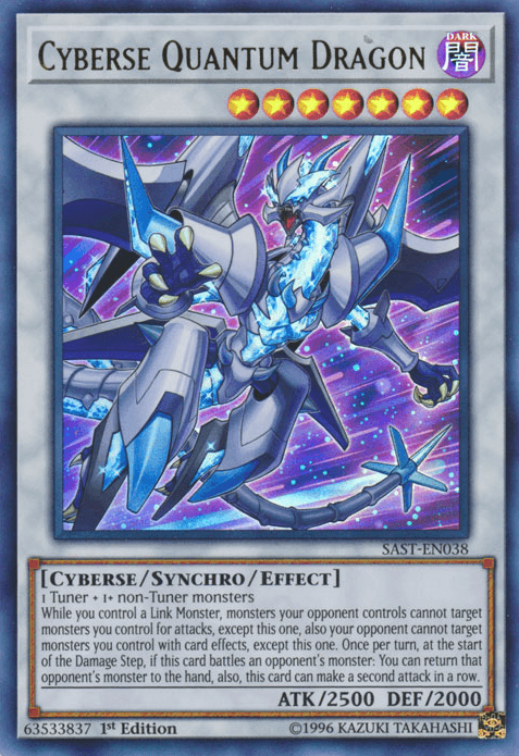 1st Edition, Cyberse, Dark, Savage Strike, Synchro/Effect Monster, Ultra Rare, Unlimited Cyberse Quantum Dragon [SAST-EN038] Ultra Rare - Trading Card World