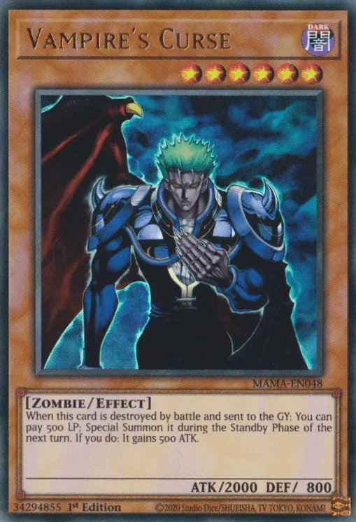 1st Edition, Dark, Effect Monster, Magnificent Mavens, Ultra Rare, Zombie Vampire's Curse [MAMA-EN048] Ultra Rare - Trading Card World