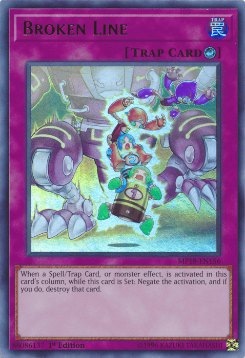 1st Edition, 2018 Mega-Tins Mega Pack, Counter Trap, Trap, Ultra Rare Broken Line [MP18-EN156] Ultra Rare - Trading Card World