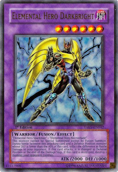 1st Edition, Dark, Fusion/Effect Monster, Tactical Evolution, Ultra Rare, Unlimited, Warrior Elemental Hero Darkbright [TAEV-EN042] Ultra Rare - Trading Card World