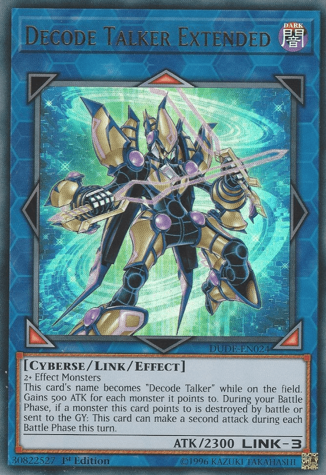 1st Edition, Cyberse, Dark, Duel Devastator, Link/Effect Monster, Ultra Rare Decode Talker Extended [DUDE-EN024] Ultra Rare - Trading Card World