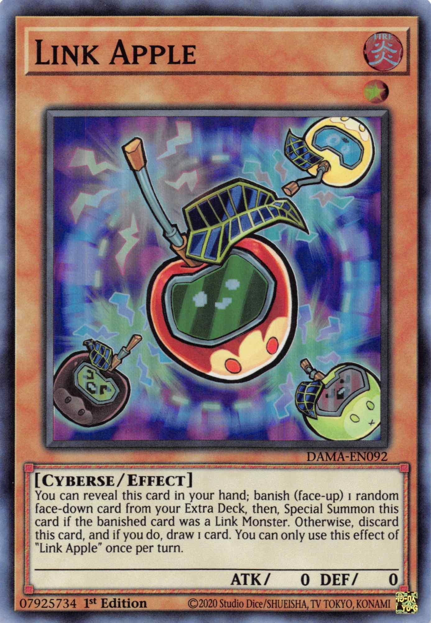 1st Edition, Cyberse, Dawn of Majesty, Effect Monster, Fire, Super Rare Link Apple [DAMA-EN092] Super Rare - Trading Card World