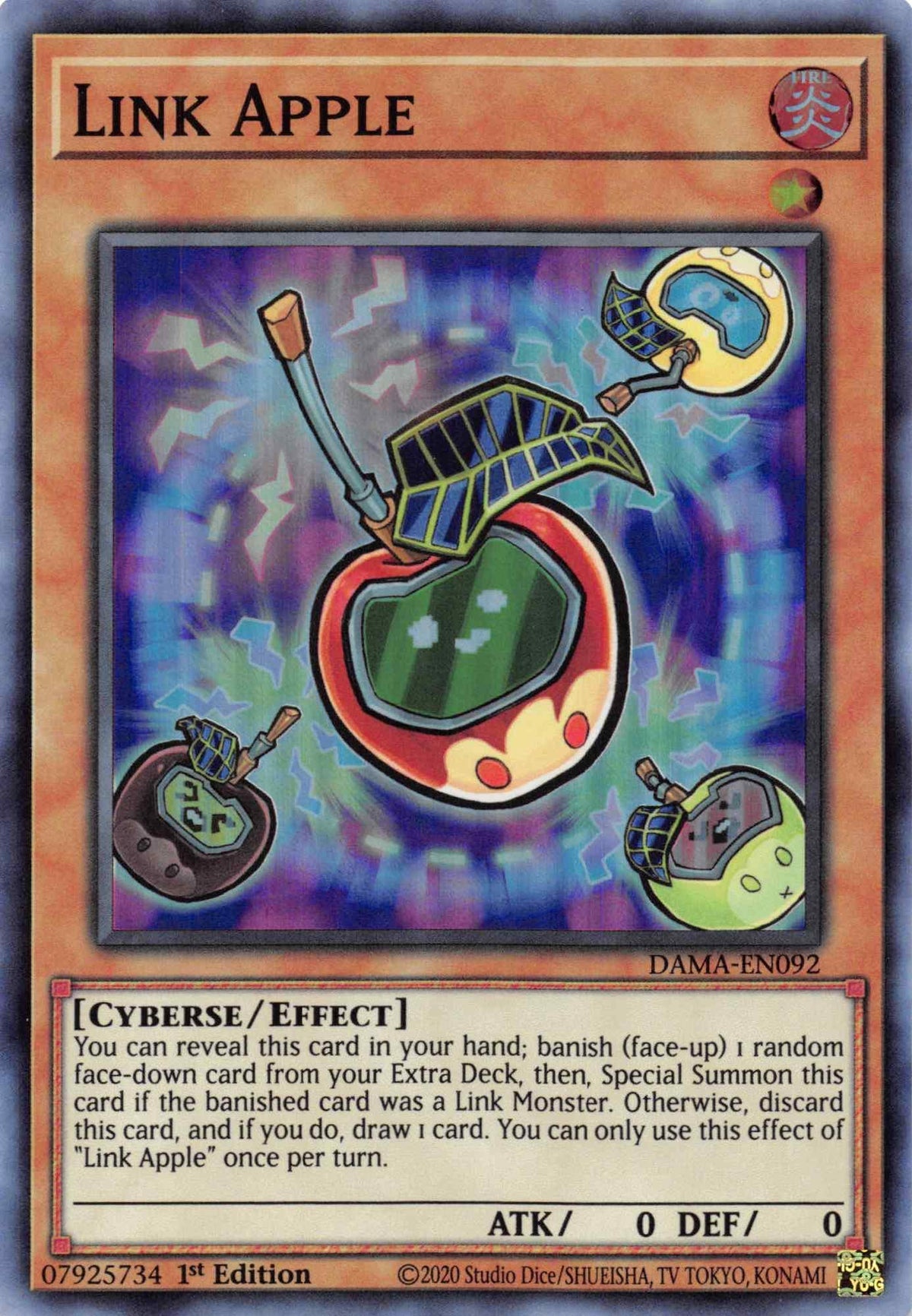 1st Edition, Cyberse, Dawn of Majesty, Effect Monster, Fire, Super Rare Link Apple [DAMA-EN092] Super Rare - Trading Card World