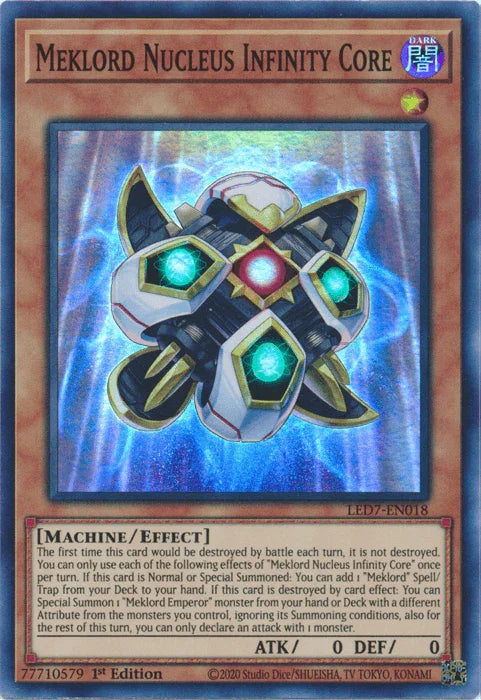 1st Edition, Dark, Effect Monster, Legendary Duelists: Rage of Ra, Machine, Super Rare, Unlimited Meklord Nucleus Infinity Core [LED7-EN018] Super Rare - Trading Card World