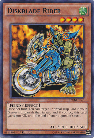 1st Edition, Battle Pack 3: Monster League, Effect Monster, Fiend, Rare, Wind Diskblade Rider [BP03-EN043] Rare - Trading Card World