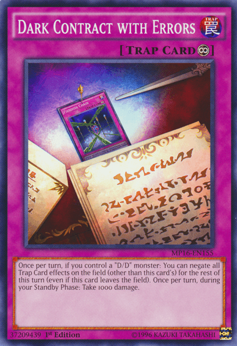 1st Edition, 2016 Mega-Tins Mega Pack, Common, Countinuous Trap, Trap, Unlimited Dark Contract with Errors [MP16-EN155] Common - Trading Card World