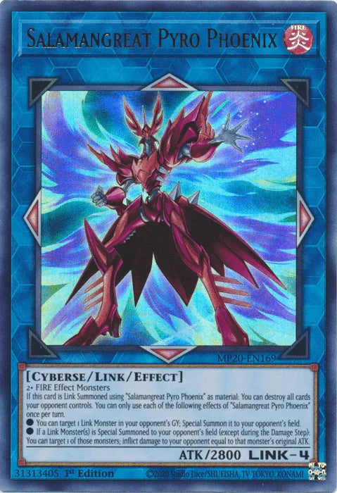 1st Edition, 2020 Tin of Lost Memories, Cyberse, Fire, Link/Effect Monster, Ultra Rare Salamangreat Pyro Phoenix [MP20-EN169] Ultra Rare - Trading Card World