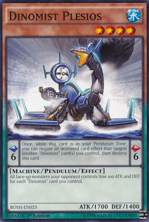 1st Edition, Breakers of Shadow, Common, Machine, Pendulum/Effect Monster, Unlimited, Water Dinomist Plesios [BOSH-EN025] Common - Trading Card World