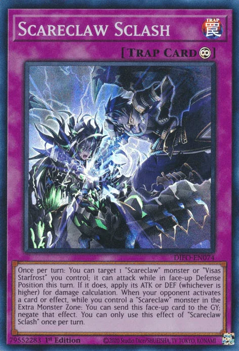 1st Edition, Continuous Trap, Dimension Force, Super Rare, Trap Scareclaw Sclash [DIFO-EN074] Super Rare - Trading Card World