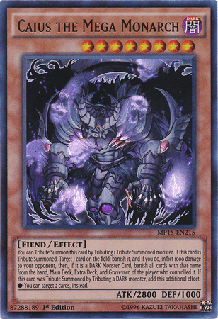 1st Edition, 2015 Mega-Tins Mega Pack, Dark, Effect Monster, Fiend, Ultra Rare Caius the Mega Monarch [MP15-EN215] Ultra Rare - Trading Card World