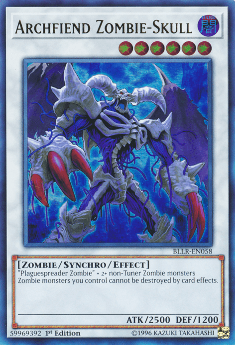 1st Edition, Battles of Legend: Light's Revenge, Dark, Synchro/Effect Monster, Ultra Rare, Zombie Archfiend Zombie-Skull [BLLR-EN058] Ultra Rare - Trading Card World