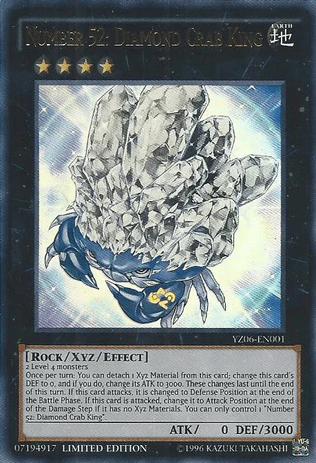 Earth, Limited, Rock, Ultra Rare, Xyz/Effect Monster, ZEXAL Manga Promotional Cards Number 52: Diamond Crab King [YZ06-EN001] Ultra Rare - Trading Card World