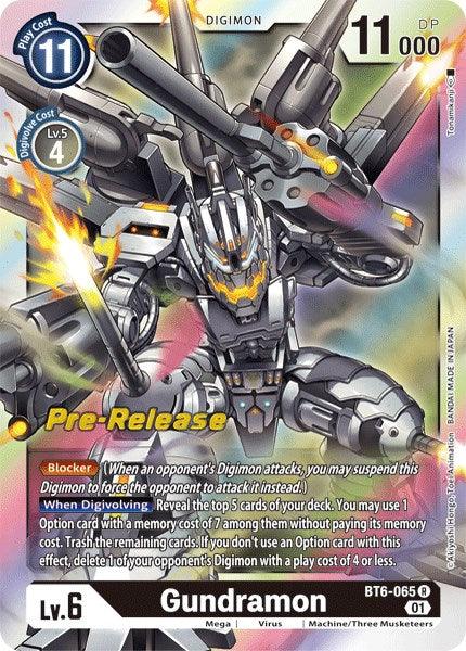 Black, BT6-065, Digimon, Double Diamond Pre-Release Cards, Machine/Three Musketeers, Mega, Rare, Virus Gundramon [BT6-065] [Double Diamond Pre-Release Cards] - Trading Card World