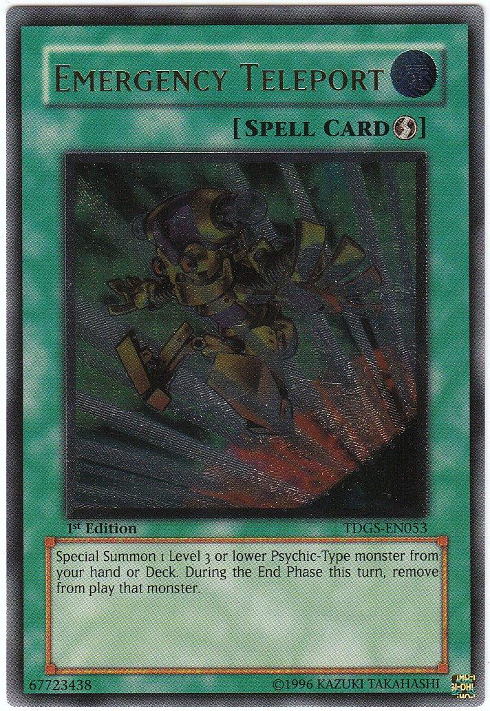1st Edition, Quick Play Spell, Spell, The Duelist Genesis, Ultimate Rare, Unlimited Emergency Teleport [TDGS-EN053] Ultimate Rare - Trading Card World