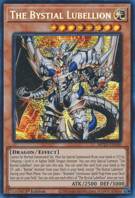 1st Edition, Dragon, Dueling Heroes Collectors Tin - Mega Pack (25th Anniversary Edition), Effect Monster, Light, Prismatic Secret Rare The Bystial Lubellion [MP23-EN160] Prismatic Secret Rare - Trading Card World