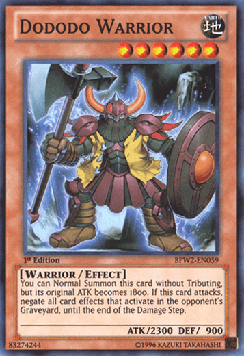1st Edition, Battle Pack 2: War of the Giants - Round 2, Earth, Effect Monster, Super Rare, Warrior Dododo Warrior [BPW2-EN059] Super Rare - Trading Card World