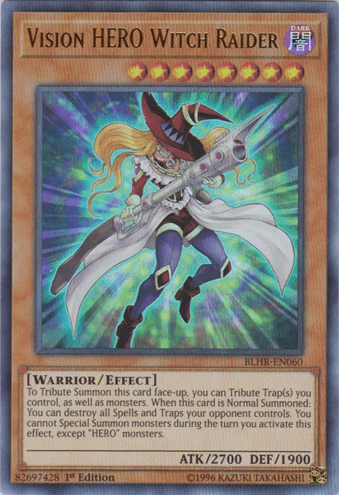 1st Edition, Battles of Legend: Hero's Revenge, Dark, Effect Monster, Ultra Rare, Warrior Vision Hero Witch Raider [BLHR-EN060] Ultra Rare - Trading Card World