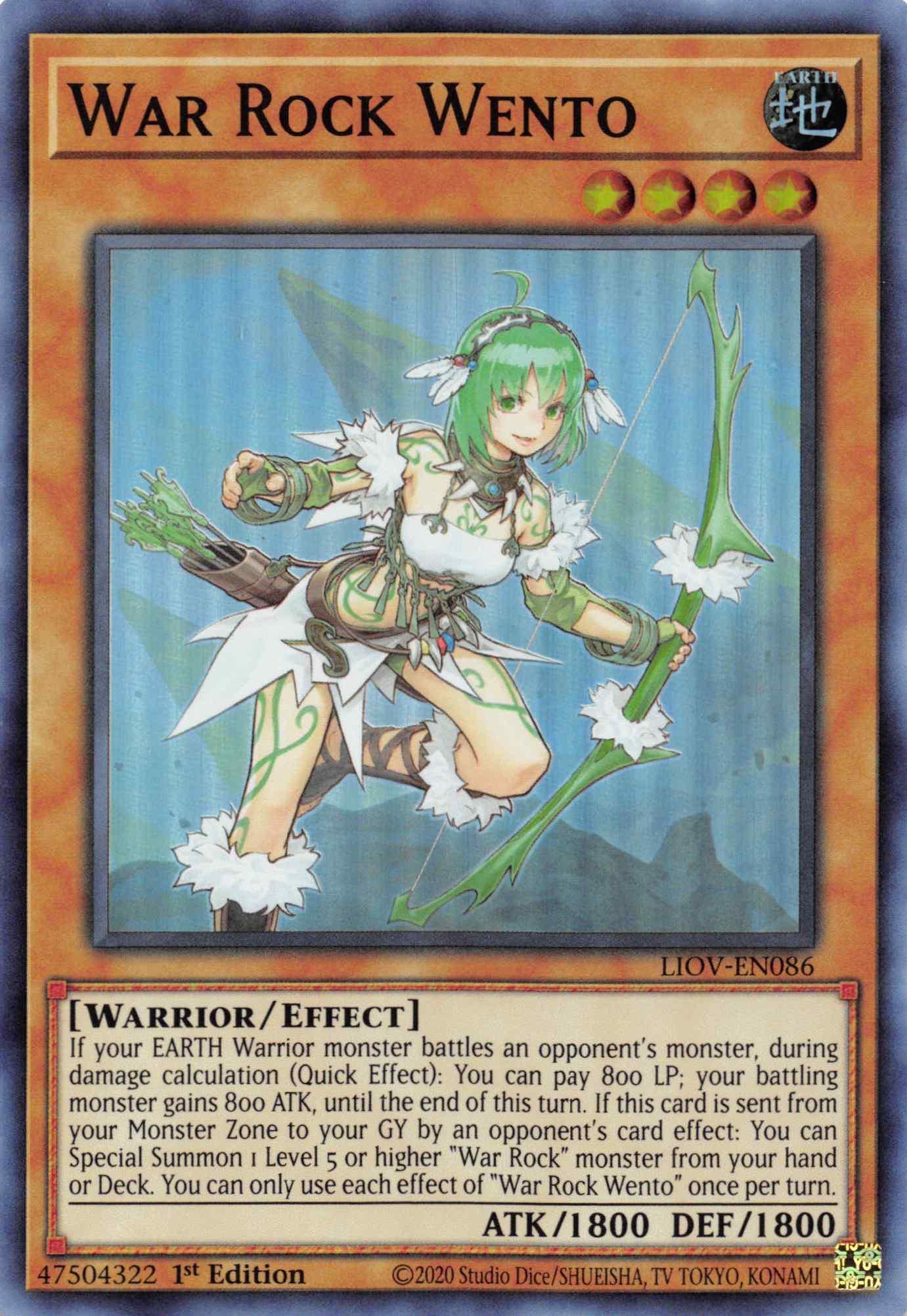 1st Edition, Earth, Effect Monster, Lightning Overdrive, Super Rare, Warrior War Rock Wento [LIOV-EN086] Super Rare - Trading Card World