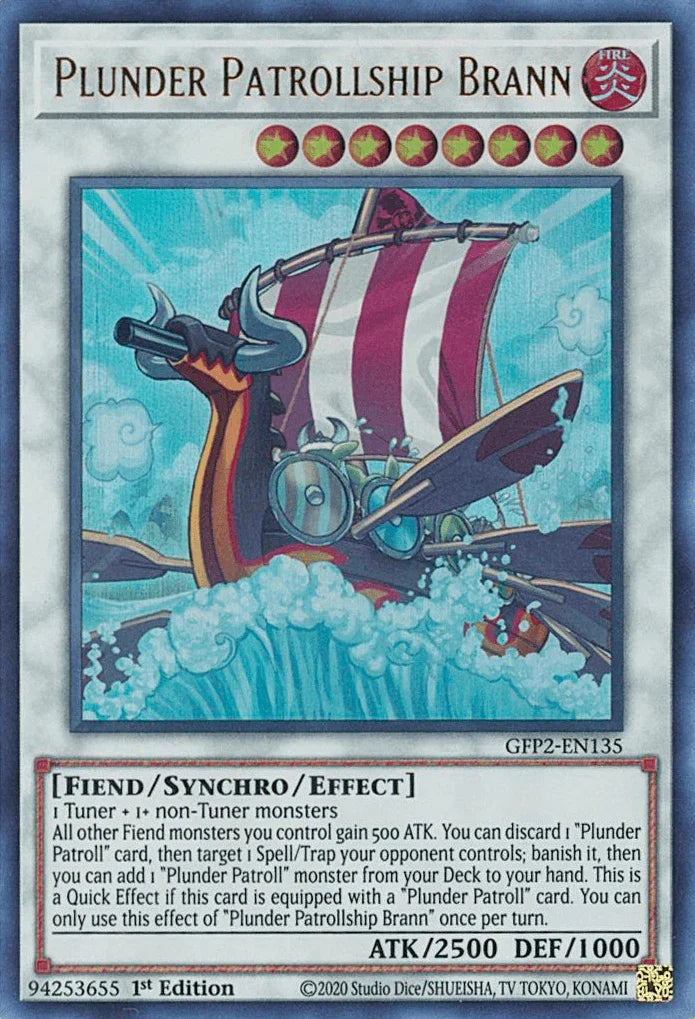 1st Edition, Fiend, Fire, Ghosts From the Past: The 2nd Haunting, Synchro/Effect Monster, Ultra Rare Plunder Patrollship Brann [GFP2-EN135] Ultra Rare - Trading Card World