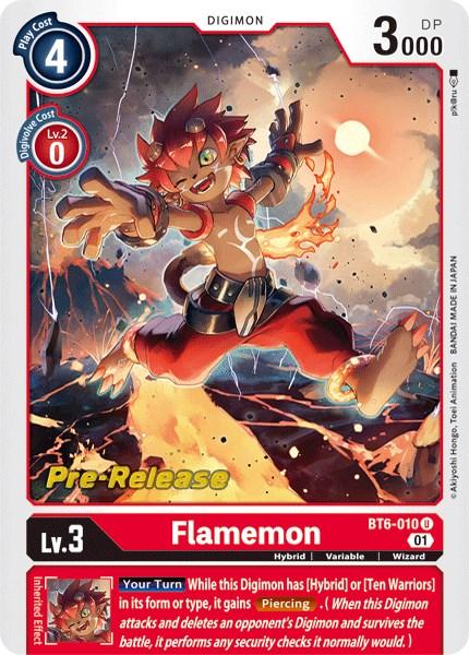 BT6-010, Digimon, Double Diamond Pre-Release Cards, Hybrid, Red, Uncommon, Variable, Wizard Flamemon [BT6-010] [Double Diamond Pre-Release Cards] - Trading Card World