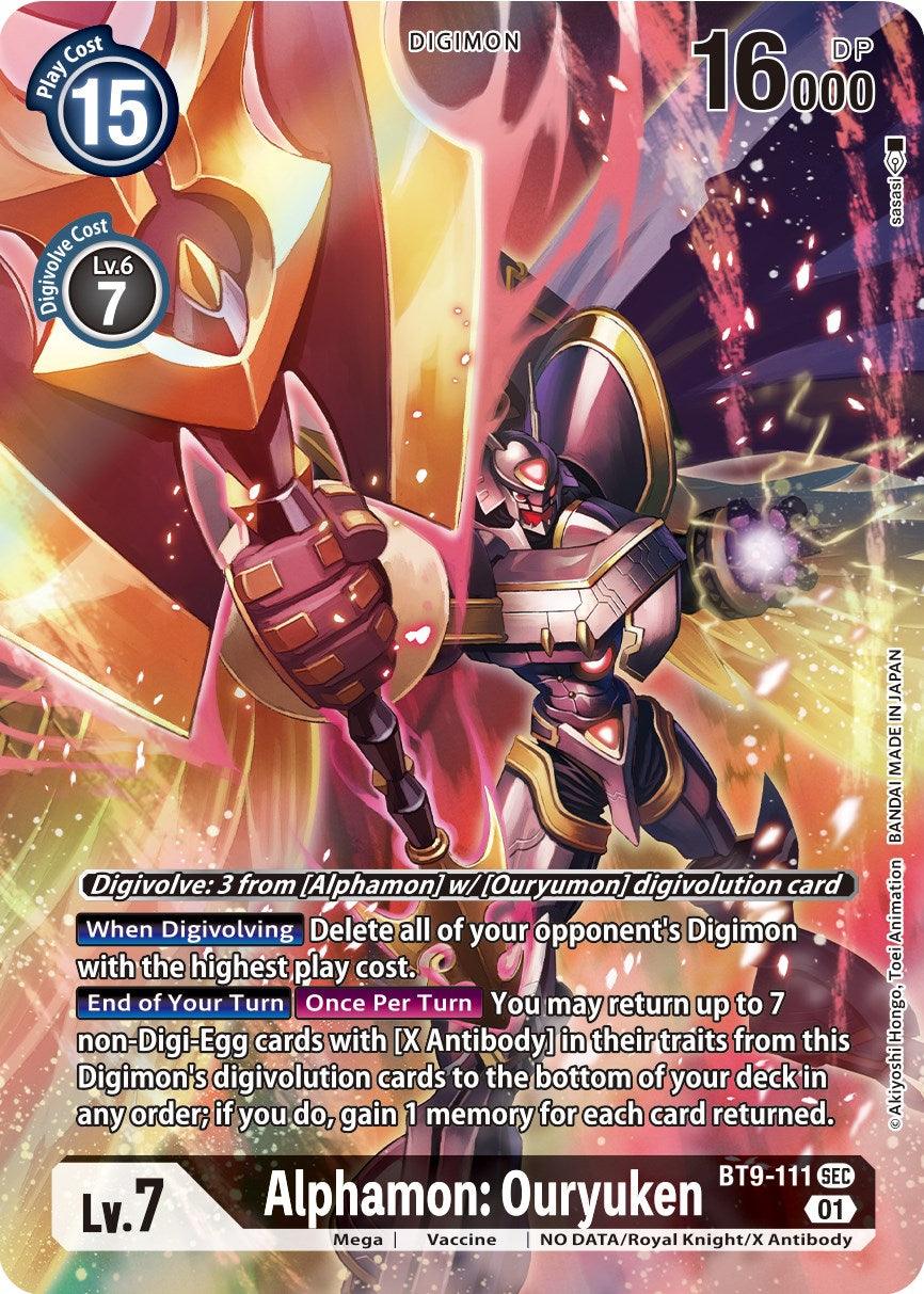 Black, BT9-111, Digimon, Mega, NO DATA/Royal Knight/X Antibody, Secret Rare, Vaccine, X Record Alphamon: Ouryuken [BT9-111] (Alternate Art) [X Record] - Trading Card World