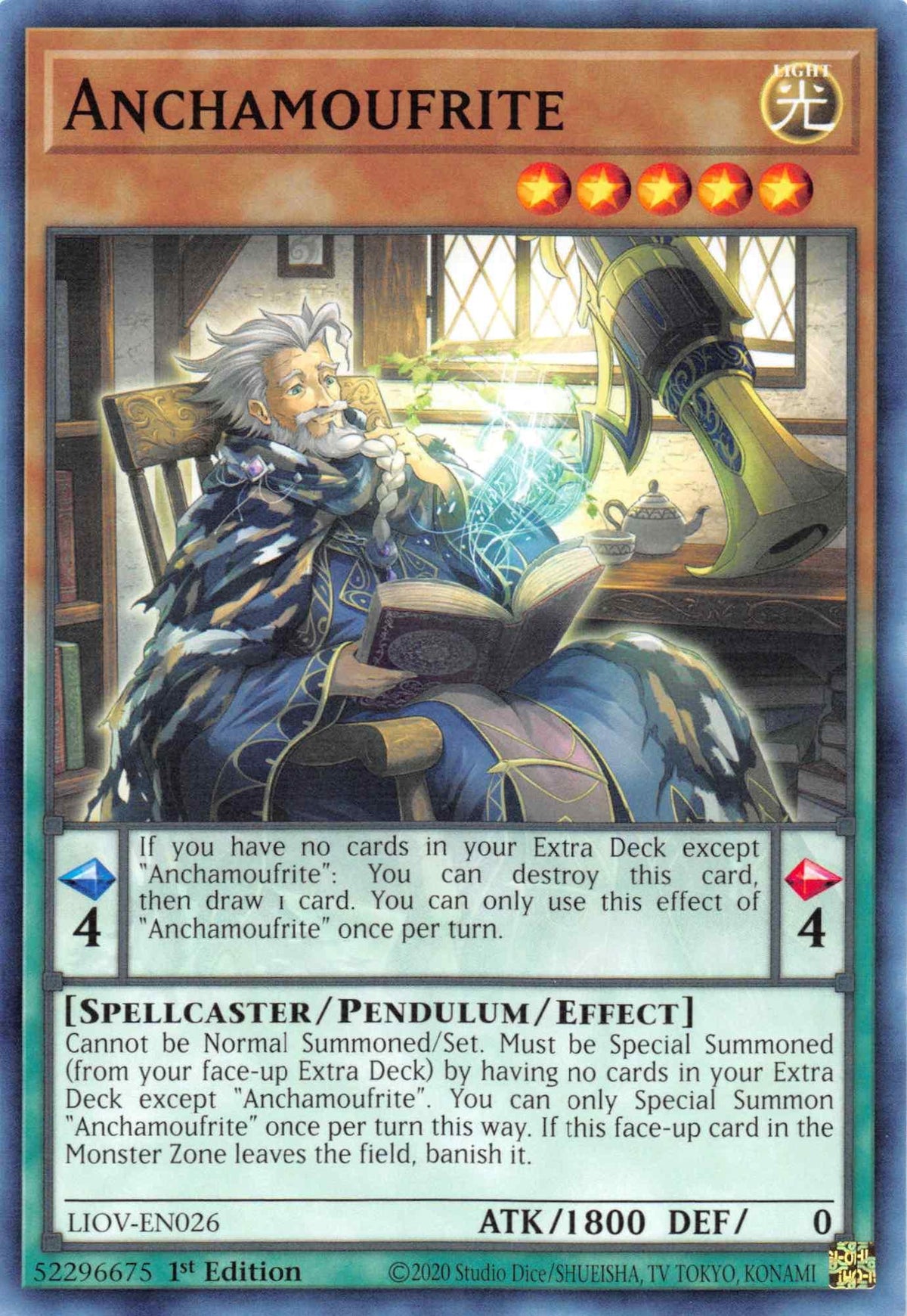 1st Edition, Common, Light, Lightning Overdrive, Pendulum/Effect Monster, Spellcaster Anchamoufrite [LIOV-EN026] Common - Trading Card World