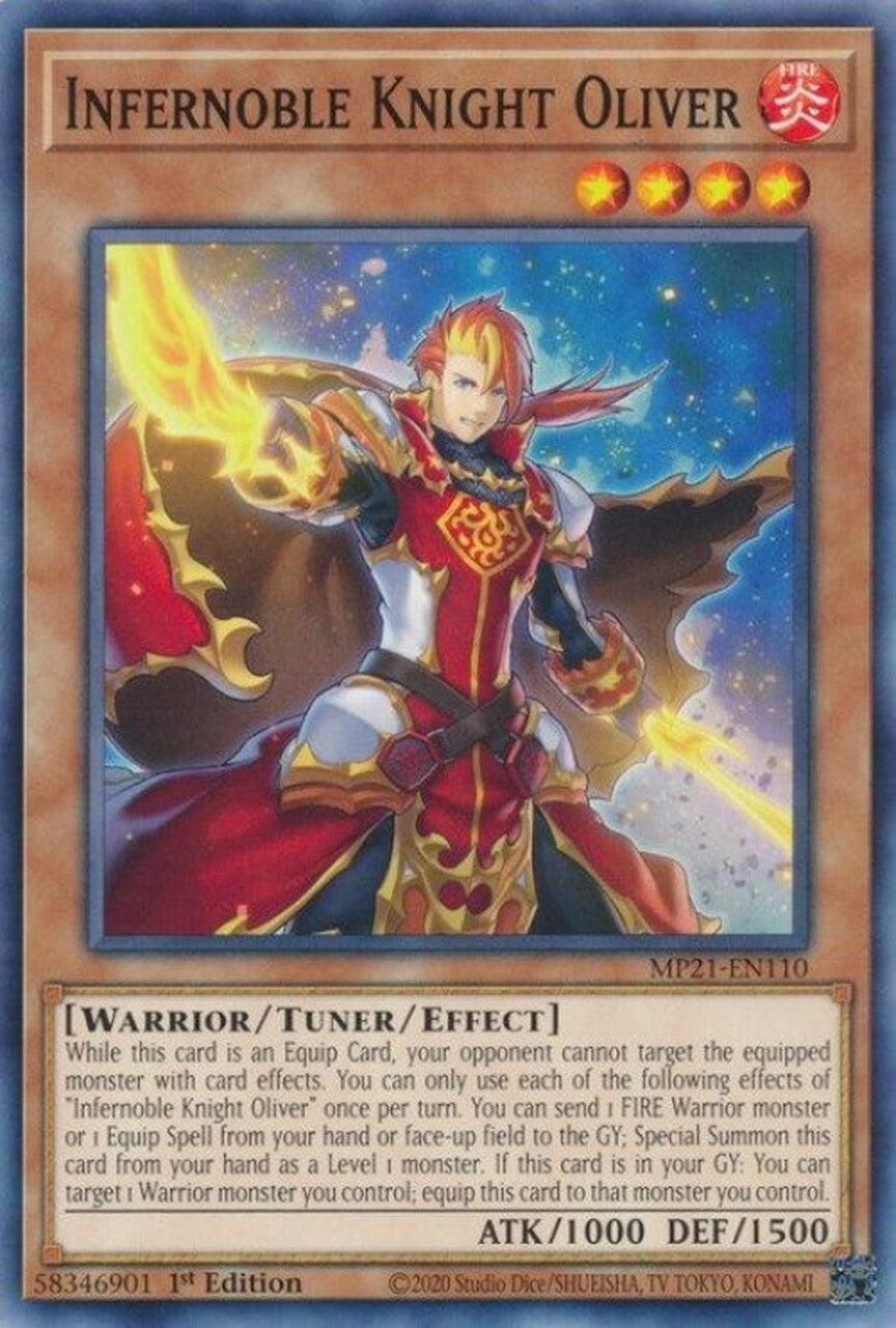 1st Edition, 2021 Tin of Ancient Battles, Common, Fire, Tuner/Effect Monster, Warrior Infernoble Knight Oliver [MP21-EN110] Common - Trading Card World