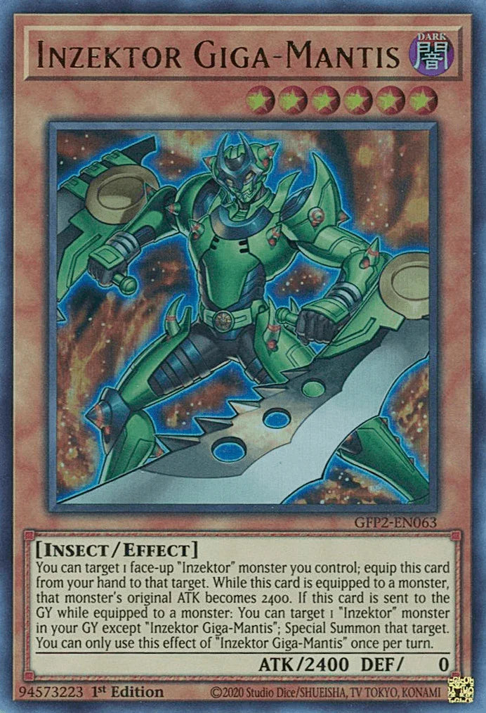1st Edition, Dark, Effect Monster, Ghosts From the Past: The 2nd Haunting, Insect, Ultra Rare Inzektor Giga-Mantis [GFP2-EN063] Ultra Rare - Trading Card World