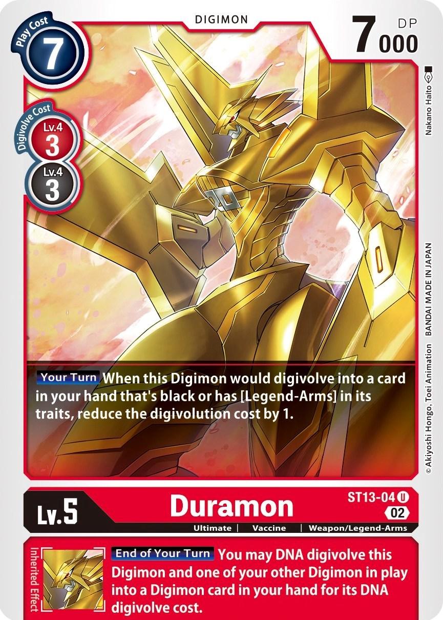 Digimon, Red, ST13-04, Starter Deck: Ragnaloardmon, Ultimate, Uncommon, Vaccine, Weapon/Legend-Arms Duramon [ST13-04] [Starter Deck: Ragnaloardmon] - Trading Card World