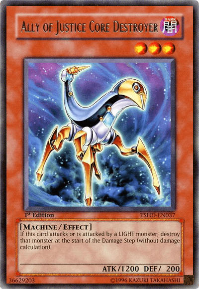 1st Edition, Dark, Effect Monster, Machine, Rare, The Shining Darkness, Unlimited Ally of Justice Core Destroyer [TSHD-EN037] Rare - Trading Card World