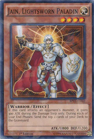 1st Edition, Battle Pack 3: Monster League, Effect Monster, Light, Shatterfoil Rare, Warrior Jain, Lightsworn Paladin [BP03-EN042] Shatterfoil Rare - Trading Card World