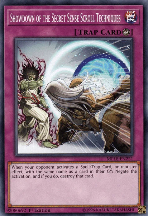 1st Edition, 2018 Mega-Tins Mega Pack, Common, Counter Trap, Trap Showdown of the Secret Sense Scroll Techniques [MP18-EN221] Common - Trading Card World